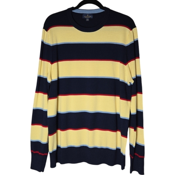 Brooks Brothers Men's Striped Extra Fine Merino Wool CrewNeck Sweater Si… - Picture 1 of 5